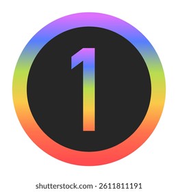 Modern Number 1 logo with a colorful rainbow gradient and circular border. Dark background enhances contrast, perfect for tech, branding, or creative design.