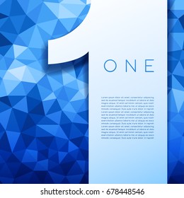 Modern Number "1" on Blue Low Poly Background : Vector Illustration