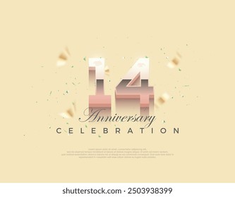 Modern number for 14th anniversary celebration. Premium editable vector design. Premium vector background for greeting and celebration.