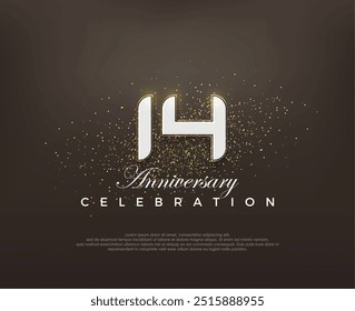 Modern number 14th. elegant anniversary celebration vector design. Premium vector for poster, banner, celebration greeting.