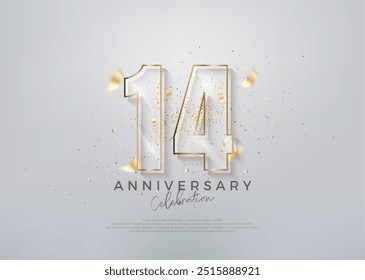 Modern number 14th with unique glass numerals. premium vector for celebration design. Premium vector for poster, banner, celebration greeting.