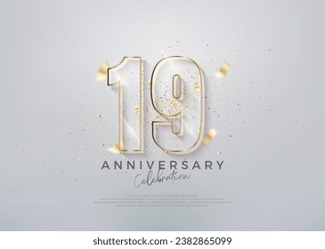 Modern number 19th with unique glass numerals. premium vector for celebration design. Premium vector for poster, banner, celebration greeting.