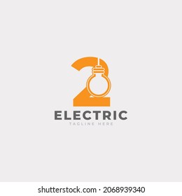 Modern Number 2 Smart Light Bulb Logo Design Vector Graphic Icon Template