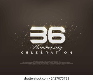 Número moderno 36. elegante celebración de aniversario vector diseño. Vector premium para póster, banner, saludo de celebración.