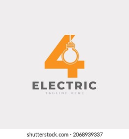 Modern Number 4 Smart Light Bulb Logo Design Vector Graphic Icon Template
