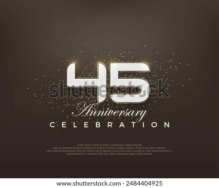 Modern number 45th. elegant anniversary celebration vector design. Premium vector for poster, banner, celebration greeting.