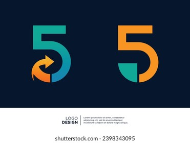 Modern Number 5 marketing business logo design.