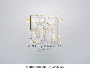 Modern number 51st with unique glass numerals. premium vector for celebration design. Premium vector for poster, banner, celebration greeting.