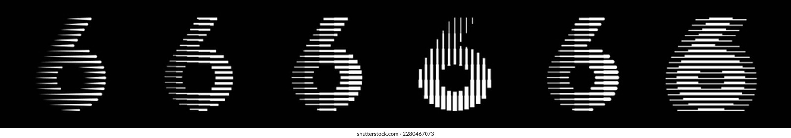 Modern Number 6 Collection with Line Pattern