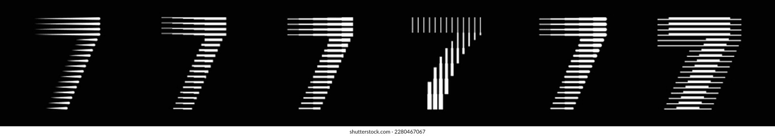 Modern Number 7 Collection with Line Pattern