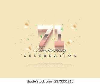 Modern number for 71st anniversary celebration. Premium editable vector design. Premium vector background for greeting and celebration.