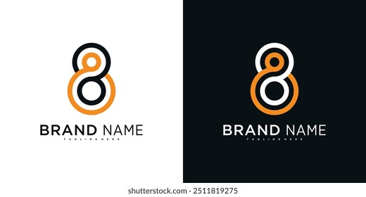 Modern Nummer 8 abstraktes Logo, kreatives Zahlendesign. Premium-Vektor