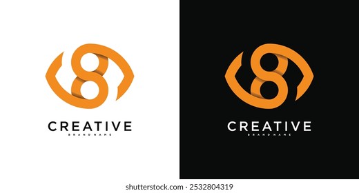 Plantilla de diseño de logotipo número 8 moderno. Vector de Premium