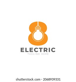 Modern Number 8 Smart Light Bulb Logo Design Vector Graphic Icon Template