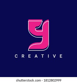 modern number 9 letter logo with white outline