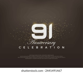 Número 91 moderno. elegante celebración de aniversario vector diseño. Vector premium para póster, banner, saludo de celebración.