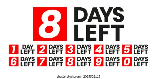 Modern number of days left countdown promotion banner template with red color theme. Vector for company or corporate business project.