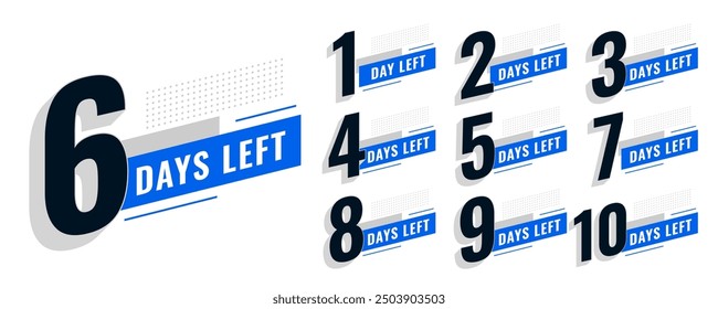 modern number of days left tag for online or retail sale vector 