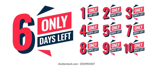 modern number of days left for website or sale announcement vector