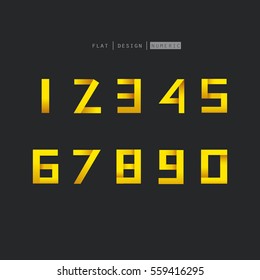 Modern number design. number one to nine and zero. look like paper cut, ribbon with yellow tone and gradient.
