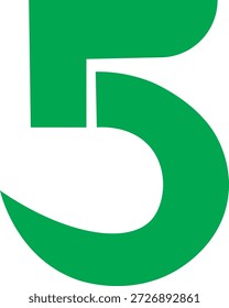 Diseño moderno del logotipo número cinco con estilo geométrico minimalista. Símbolo numérico de Vector plano limpio con curvas suaves y forma audaz, adecuado para marca, tecnología, finanzas, productos digitales, startups, diseño de cuenta regresiva, sistema de clasificación, marca deportiva e identidad visual moderna. Logotipo de número contemporáneo simple ideal para íconos App, encabezados de Sitio web, marca corporativa, infografías, presentaciones y materiales de marketing.