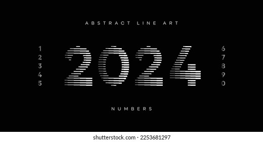 Modern Number Font with Horizontal Line Pattern