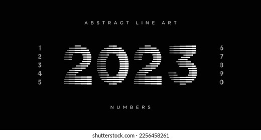 Modern Number Font with Horizontal Line Pattern