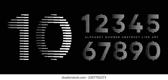 Modern Number Font with Horizontal Line Pattern