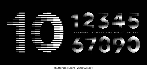 Modern Number Font with Horizontal Line Pattern