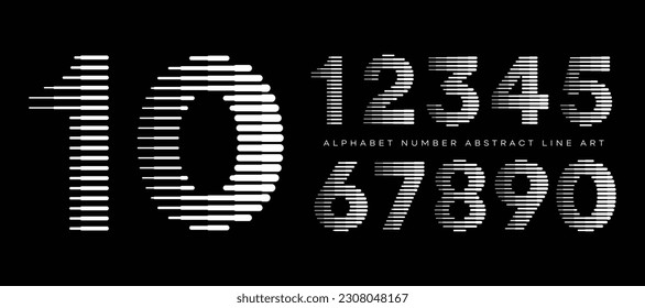 Modern Number Font with Horizontal Line Pattern