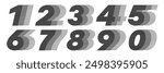 Modern Number Font with Horizontal Speed Line Pattern