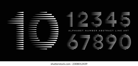 Modern Number Font with Horizontal Speed Line Pattern