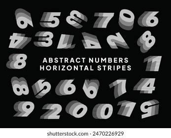 Modern Number Font with Horizontal Speed Line Pattern