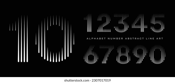 Modern Number Font with Vertical Line Pattern