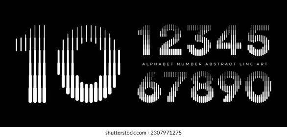 Modern Number Font with Vertical Line Pattern