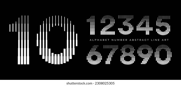 Modern Number Font with Vertical Line Pattern