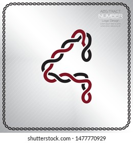 Modern number four template, design the rope to be a alphabet, Vector illustration