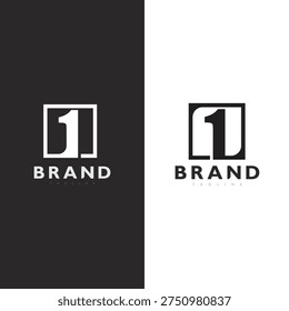 Modern number one logo design concept with bold geometric minimalist style vector premium