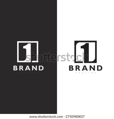 Modern number one logo design concept with bold geometric minimalist style vector premium