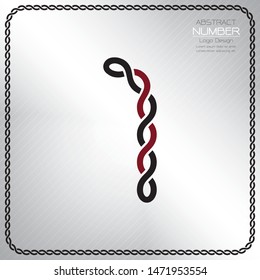 Modern number one template, design the rope to be a alphabet, Vector illustration
