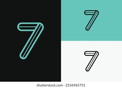 modern number seven logo with double neon colored lines, suitable for sports company brand identity or personal logo.