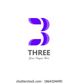 Plantilla vectorial moderna número tres con logotipo adecuada para el logotipo moderno de la empresa o para el aniversario del cumpleaños