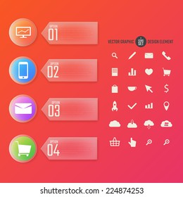 Modern numbered banners with icons set / color Design template. Can be used for infographics,  brochure, education or project book 