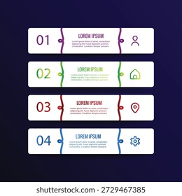 Anuncio de infografía de flujo de trabajo Horizontal numerado moderno