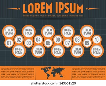 Modern numbered timeline. Can be used for infographics / magazine layouts