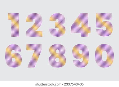 Modern Numbers 0-9 in shape line gradient 