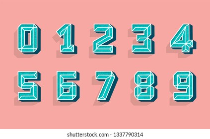 Modern numbers 3d, great design for any purposes. Template for holiday banner. Isolated vector illustration. Retro typeface.