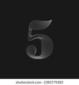 Modern numbers from parallel lines. Line blend style numbers . Isometric Geometric Font. Typography design.