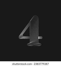 Modern numbers from parallel lines. Line blend style numbers . Isometric Geometric Font. Typography design.