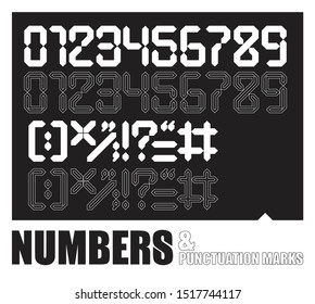 Modern Numbers  Punctuations font Set from zero to nine vector illustration typographic flat design